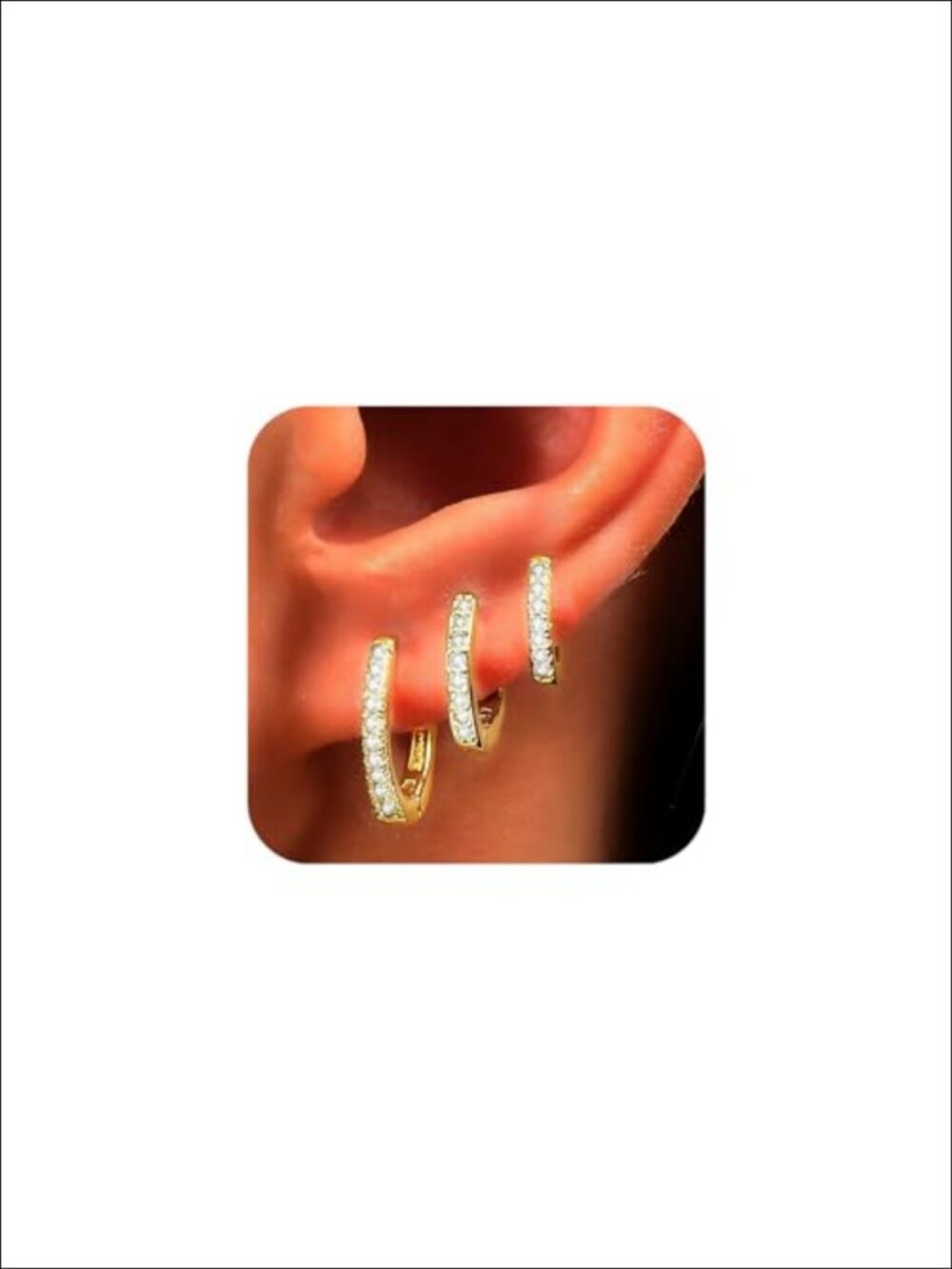 14K Gold Plated Huggie Hoop Earrings Set - 3 Pairs Hypoallergenic Cartilage